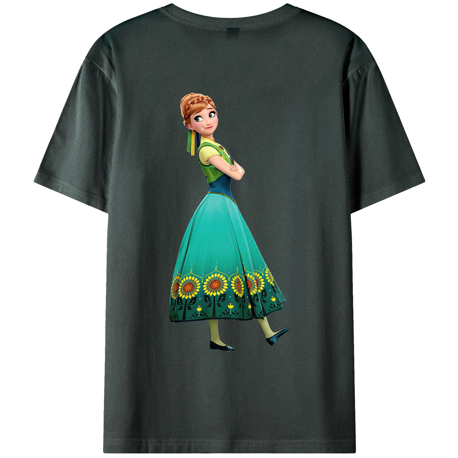 （画像用） アナと雪の女王 アンナ エルサ Frozen Anna Elsa 綿100％ メンズ半袖Tシャツ（バックプリント） 通気性